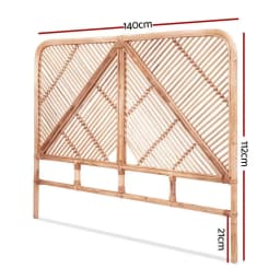Double Bed Rattan Headboard Pine Wood Bed Frame Headboard Natural Woven Bedroom Decor
