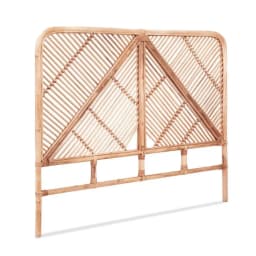 Double Bed Rattan Headboard Pine Wood Bed Frame Headboard Natural Woven Bedroom Decor