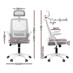 Ergonomic Grey Office Chair Adjustable Headrest Lumbar Support Mesh Computer Desk Chair for Home and Office