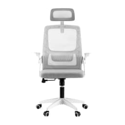 Ergonomic Grey Office Chair Adjustable Headrest Lumbar Support Mesh Computer Desk Chair for Home and Office