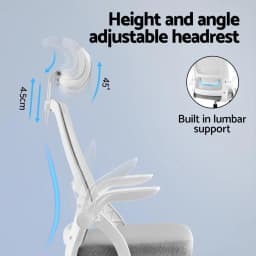 Ergonomic Grey Office Chair Adjustable Headrest Lumbar Support Mesh Computer Desk Chair for Home and Office