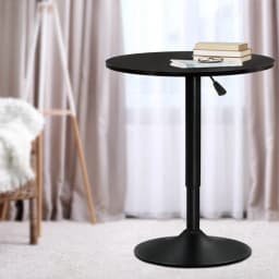Adjustable Round Black Gas Lift Bar Table Modern Height Adjustable Pub Table Durable Metal Base Home Kitchen Dining Furniture