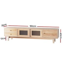 Modern 180CM TV Cabinet Entertainment Unit Storage Stand with Drawers for Living Room Media Console High Capacity Wooden Style TV Bench