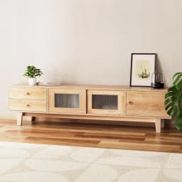 Modern 180CM TV Cabinet Entertainment Unit Storage Stand with Drawers for Living Room Media Console High Capacity Wooden Style TV Bench