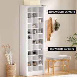 12 Tier Shoe Rack 36 Pair Storage White Space Saving Organizer for Home Entryway Bedroom Closet