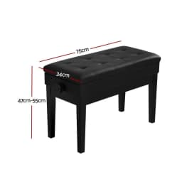 Adjustable Height Piano Bench Stool Padded Keyboard Seat Foldable Heavy Duty Music Chair Stable Non Slip Foot Pads