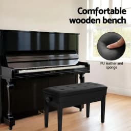 Adjustable Height Piano Bench Stool Padded Keyboard Seat Foldable Heavy Duty Music Chair Stable Non Slip Foot Pads