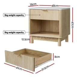 Modern Pine Wood Nightstand 1 Drawer 2 Shelf Bedside Table Storage Cabinet Bedroom Furniture Compact Side Table