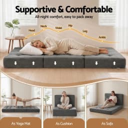 Foldable Single Foam Mattress 15cm Portable Guest Bed Camping Mat Sofa Cushion Lightweight Sleep Pad