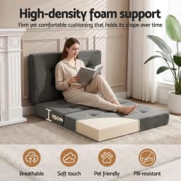 Foldable Single Foam Mattress 15cm Portable Guest Bed Camping Mat Sofa Cushion Lightweight Sleep Pad