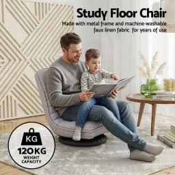 2 Pack Swivel Floor Chair 360 Adjustable Foldable Lounge Seat Grey Upholstered Floor Sofa Chair