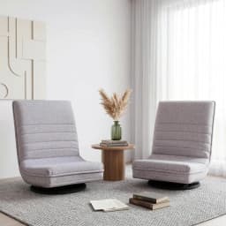 2 Pack Swivel Floor Chair 360 Adjustable Foldable Lounge Seat Grey Upholstered Floor Sofa Chair