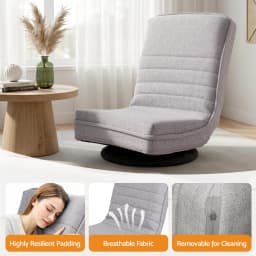 2 Pack Swivel Floor Chair 360 Adjustable Foldable Lounge Seat Grey Upholstered Floor Sofa Chair