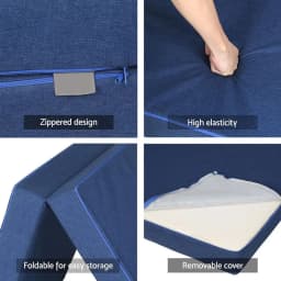 Foldable Single Foam Mattress Blue Portable Tri Fold Sleeping Pad for Home Guest Bed Camping Use