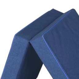 Foldable Single Foam Mattress Blue Portable Tri Fold Sleeping Pad for Home Guest Bed Camping Use