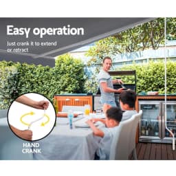 Retractable Folding Arm Awning Manual Sunshade 3M x 2.5M Pearl Grey Outdoor Patio Canopy Cover