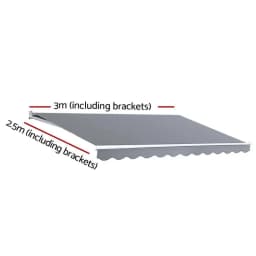 Retractable Folding Arm Awning Manual Sunshade 3M x 2.5M Pearl Grey Outdoor Patio Canopy Cover