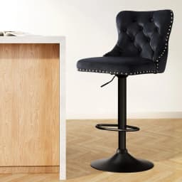 Velvet Adjustable Height Bar Stool Nailhead Trim Kitchen Counter Stool Modern Upholstered Swivel Seating