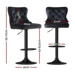 Velvet Adjustable Height Bar Stool Nailhead Trim Kitchen Counter Stool Modern Upholstered Swivel Seating