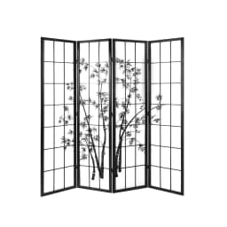 4 Panel Bamboo Room Divider Folding Privacy Screen Black White 174x179cm Home Office Decor