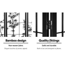 4 Panel Bamboo Room Divider Folding Privacy Screen Black White 174x179cm Home Office Decor