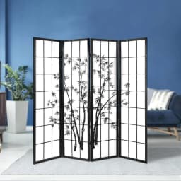 4 Panel Bamboo Room Divider Folding Privacy Screen Black White 174x179cm Home Office Decor