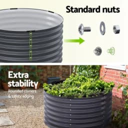 Galvanized Steel Raised Garden Bed 90x45cm Planter Box Outdoor Vegetable Container