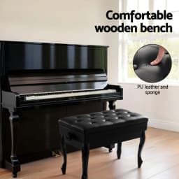 Adjustable Height Piano Bench Stool Keyboard Seat with Padded Cushion and Storage Compartment for Piano Keyboard Guitar and Home Practice