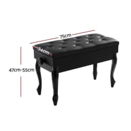 Adjustable Height Piano Bench Stool Keyboard Seat with Padded Cushion and Storage Compartment for Piano Keyboard Guitar and Home Practice