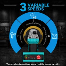Cordless Angle Grinder Compatible with Makita 18V Battery,Brushless Electric Grinder 125mm Grinding Tool with 2 Batteries, Variable Speed Power Grinder Kit for Metal Cutting Polishing Grinding & DIY Workshopval