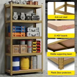 Garage Shelving 1.6x0.8m Heavy Duty Warehouse Storage Rack Yellow Steel Shelf