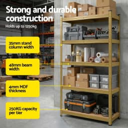 Garage Shelving 1.6x0.8m Heavy Duty Warehouse Storage Rack Yellow Steel Shelf