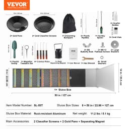 VEVOR 50" 12" Complete Sluice Box Gold Panning Kit Aluminum Alloy Gold Mining Equipment 23/16 PCS Gold Prospecting Kit
