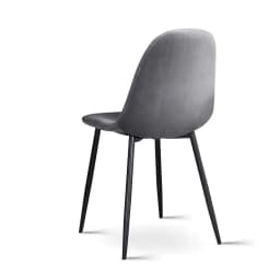 Set of 4 Grey Velvet Curved Slope Dining Chairs Upholstered Kitchen Seating
