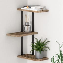 Floating Wall Shelf 3 Tier Rustic Wood Storage Organizer for Living Room Bedroom Kitchen Bathroom Display Shelf Mounted Decor