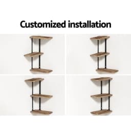 Floating Wall Shelf 3 Tier Rustic Wood Storage Organizer for Living Room Bedroom Kitchen Bathroom Display Shelf Mounted Decor