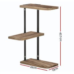 Floating Wall Shelf 3 Tier Rustic Wood Storage Organizer for Living Room Bedroom Kitchen Bathroom Display Shelf Mounted Decor