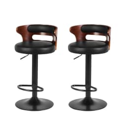 2x Adjustable Gas Lift Bar Stools Faux Leather Swivel Kitchen Counter Chairs Modern Dining Seating Set