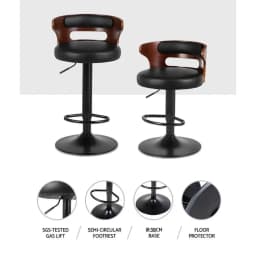2x Adjustable Gas Lift Bar Stools Faux Leather Swivel Kitchen Counter Chairs Modern Dining Seating Set