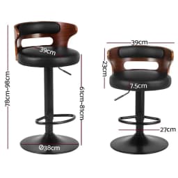 2x Adjustable Gas Lift Bar Stools Faux Leather Swivel Kitchen Counter Chairs Modern Dining Seating Set