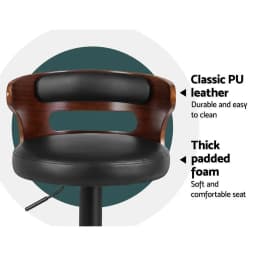 2x Adjustable Gas Lift Bar Stools Faux Leather Swivel Kitchen Counter Chairs Modern Dining Seating Set