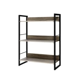 3 Tier Bookshelf Black and Oak Freestanding Storage Shelf Organizer for Living Room Bedroom Office
