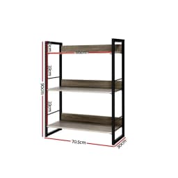 3 Tier Bookshelf Black and Oak Freestanding Storage Shelf Organizer for Living Room Bedroom Office