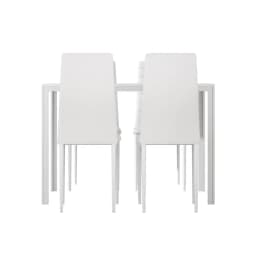 Dining Table and 4 Chair Set White Modern Kitchen Furniture Set for Home Dining Room