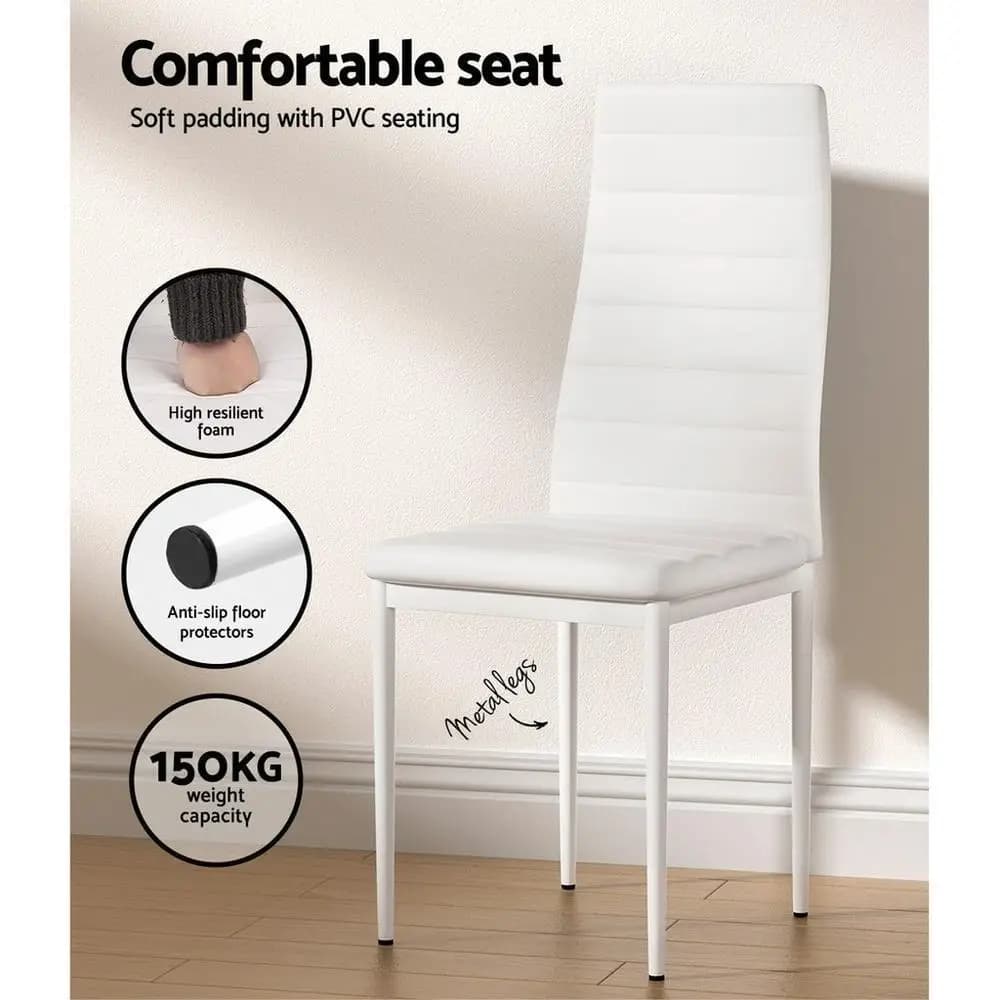 Dining Table and 4 Chair Set White Modern Kitchen Furniture Set for Home Dining Room