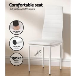 Dining Table and 4 Chair Set White Modern Kitchen Furniture Set for Home Dining Room