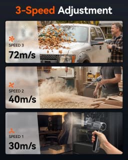 WOLFBOX MF400 Leaf Blower High-Velocity Brushless Motor, 3 Modes Including Powerful Turbo for Patio/Garage/Debris/Car Dryer