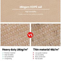 5x5m Square Shade Sail 280GSM 98 Percent UV Block Sand Shade Cloth Outdoor Sun Shelter Cover