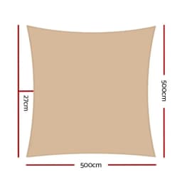 5x5m Square Shade Sail 280GSM 98 Percent UV Block Sand Shade Cloth Outdoor Sun Shelter Cover