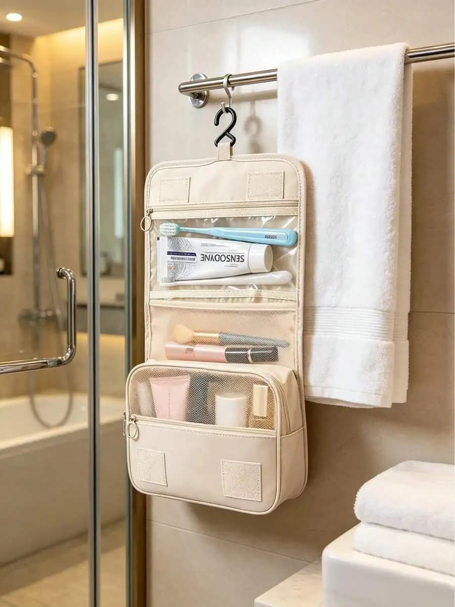 1pc Fashion Portable Large Capacity Waterproof Travel Toiletry & Cosmetic Makeup Organizer Bag